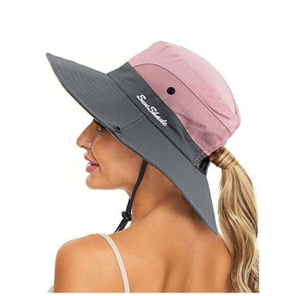 2 Pack Summer Sun-Hat Ponytail - Outdoor UV-Protection Mesh Wide Brim Foldable main image 4